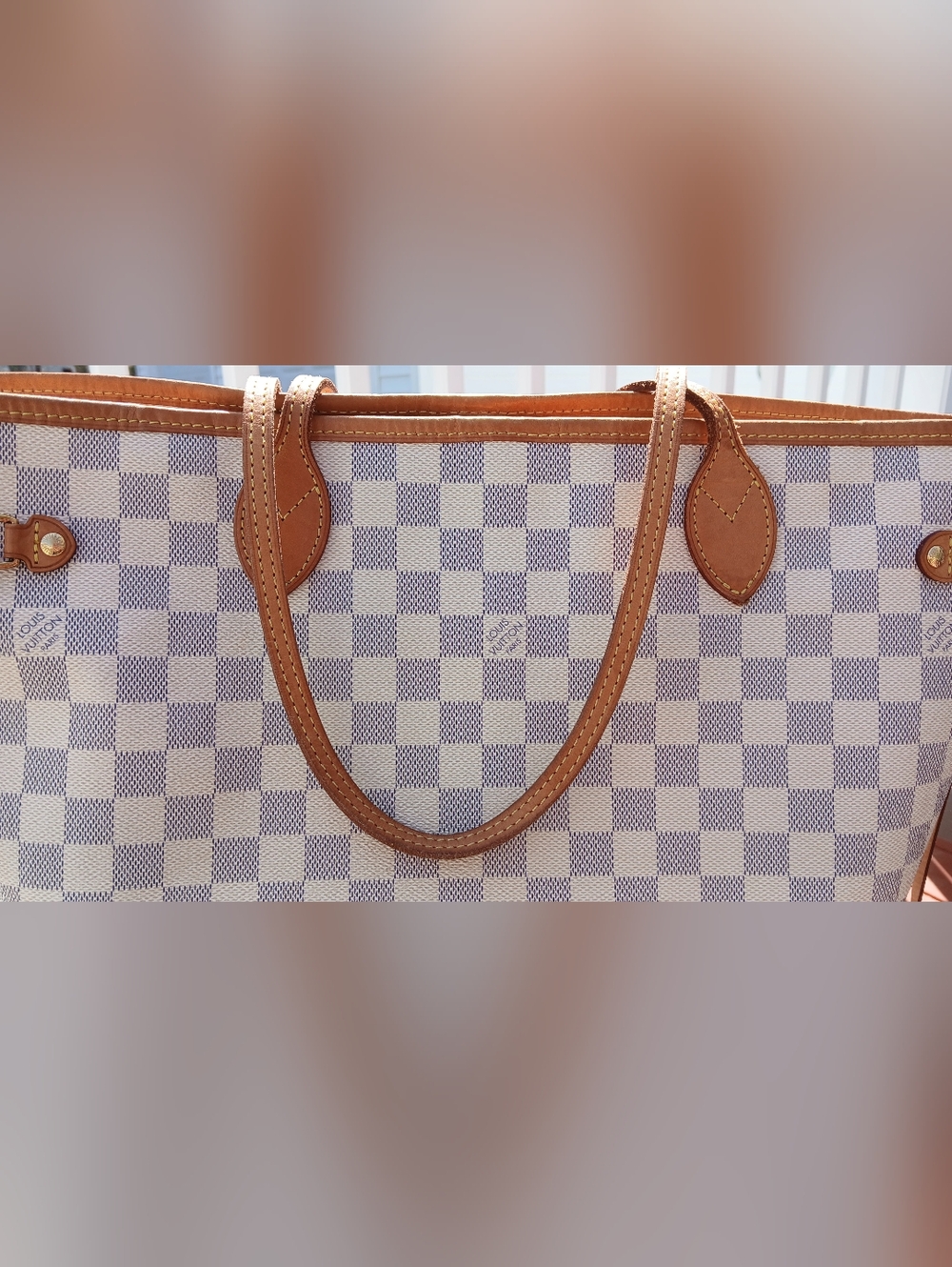 Louis Vuitton Medium Authentic Damier Azur MM White Tote Shoulder Bag . - Picture 11 of 16